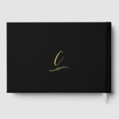 Moderne Black Gold Monogram Wedding Gästebuch (Rückseite)