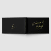 Moderne Black Gold Monogram Wedding Gästebuch (Voll)