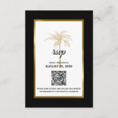 Moderne Black Gold Palm Tree Moderne Hochzeit RSVP Karte (Vorderseite)