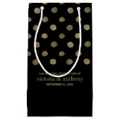 Moderne Black & Gold Polka Dots Gastgeschenk Hochz Kleine Geschenktüte (Vorderseite)
