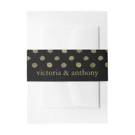 Moderne Black & Gold Polka Dots Hochzeit Einladungsbanderole
