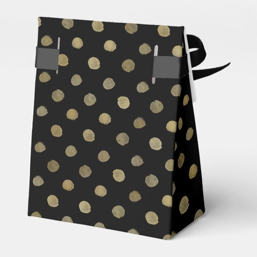 Moderne Black & Gold Polka Dots Hochzeit Geschenkschachtel (Rückseite)