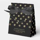 Moderne Black & Gold Polka Dots Hochzeit Geschenkschachtel (Vorderseite)