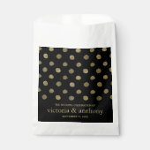 Moderne Black & Gold Polka Dots Hochzeit Geschenktütchen (Vorderseite)