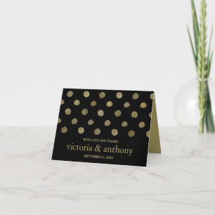 Moderne Black & Gold Polka Dots Hochzeit Vielen Da Dankeskarte