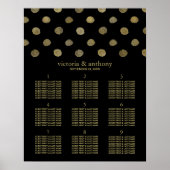 Moderne Black & Gold Polka Dots Hochzeitsplanung Poster (Vorne)