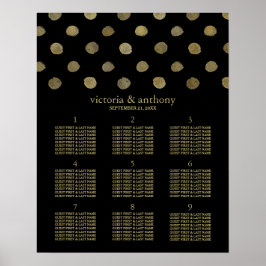 Moderne Black & Gold Polka Dots Hochzeitsplanung Poster