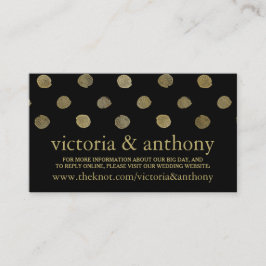 Moderne Black & Gold Polka Dots Wedding Website Begleitkarte