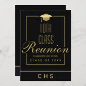 Moderne Black Gold Script 10. Klasse Wiedersehen Einladung (Vorne/Hinten)
