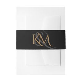 Moderne Black Gold Script Monogram Simple Wedding Einladungsbanderole