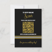 Moderne Black Gold Sporty Wedding RSVP Karte (Rückseite)