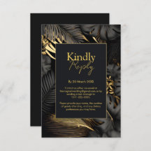 Moderne Black Gold Tropical Blätter Wedding