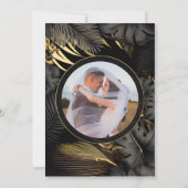 Moderne Black Gold Tropical Wedding Vielen Dank Dankeskarte (Rückseite)