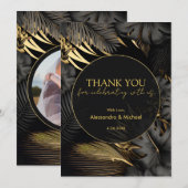 Moderne Black Gold Tropical Wedding Vielen Dank Dankeskarte (Vorne/Hinten)