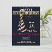 Moderne Black Gold Überraschung Dreißig Einladung (Stehend Vorderseite)