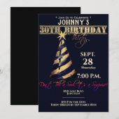 Moderne Black Gold Überraschung Dreißig Einladung (Vorne/Hinten)