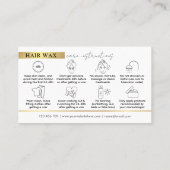 Moderne Black & Gold Waxing Aftercare Instruktione Visitenkarte (Rückseite)