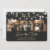 Moderne Black Gold Wedding 3 Foto Save the Date (Vorderseite)