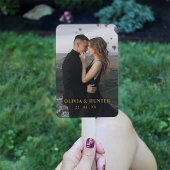 Moderne Black, Gold Wedding Program Fans mit Foto Fächer