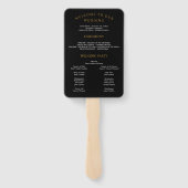 Moderne Black, Gold Wedding Program Fans mit Foto Fächer (Rückseite)