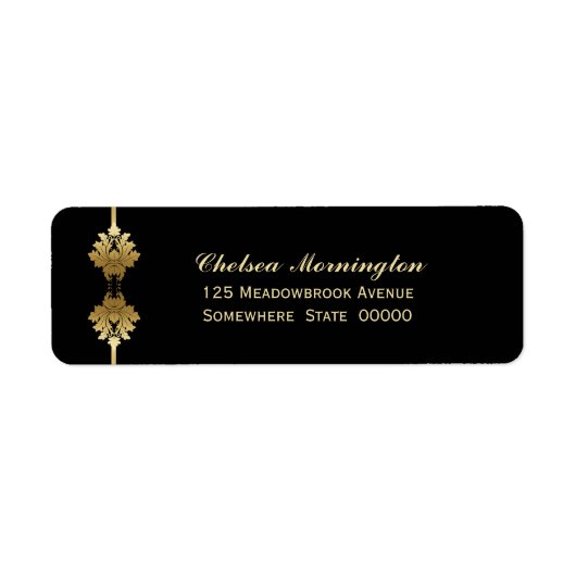 Moderne Black Gold Wedding Rücksendeadresse (Vorne)