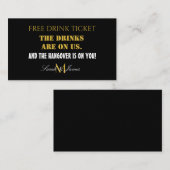 Moderne Black & Gold Wedk Drink Card Visitenkarte (Vorne/Hinten)