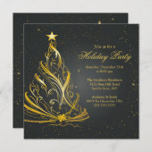 Moderne Black & Gold Weihnachtsfeier Einladung (Vorne/Hinten)