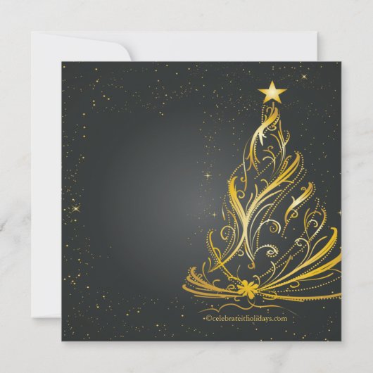 Moderne Black & Gold Weihnachtsfeier Einladung (Rückseite)