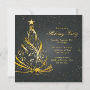 Moderne Black & Gold Weihnachtsfeier Einladung