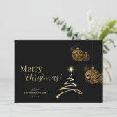 Moderne Black Gold Weihnachtskarte Einladung (Stehend Vorderseite)