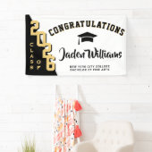 Moderne Black Golden Abschluss Class 2025 Party Banner (Insitu)