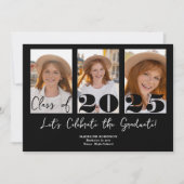 Moderne Black Graduation Party 5 Foto Class Einladung (Vorderseite)
