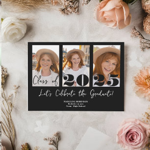 Moderne Black Graduation Party 5 Foto Class Einladung