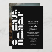 Moderne Black Graduation Party Einladung (Vorne/Hinten)