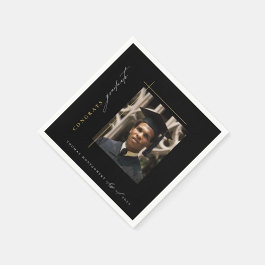 Moderne Black Graduation Party Serviette (Ecke)