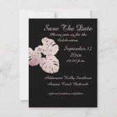 Moderne Black Graphic Rose Gold Blätter Elegant, Save The Date (Vorderseite)