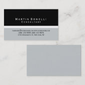 Moderne Black Gray Minimal Consultant Business Car Visitenkarte (Vorne/Hinten)