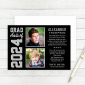 Moderne Black Gray Two Foto Graduation Party Einladung