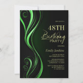 Moderne Black Green Birthday Party Einladung (Vorderseite)