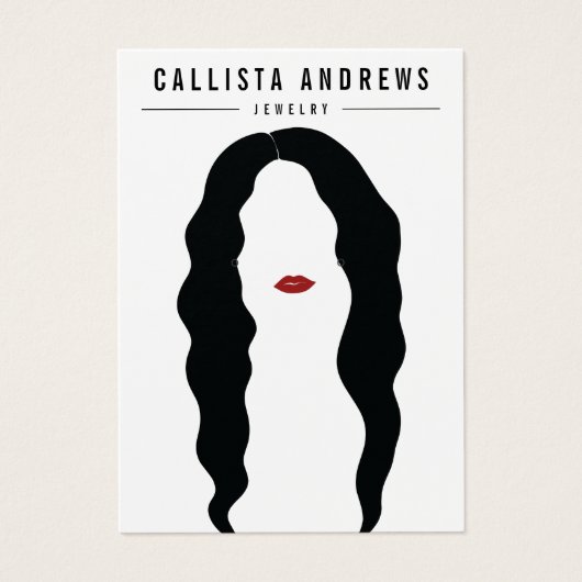 Moderne Black Hair Lips Girl Earring Display Card (Vorderseite)