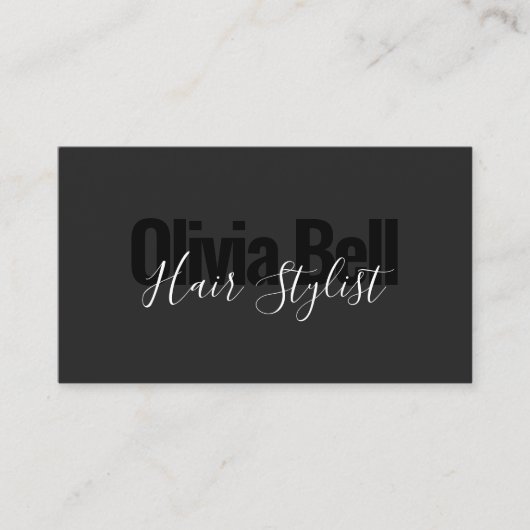 Moderne Black Hair Stylist Business Card Visitenkarte (Vorderseite)