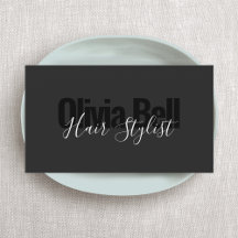 Moderne Black Hair Stylist Business Card