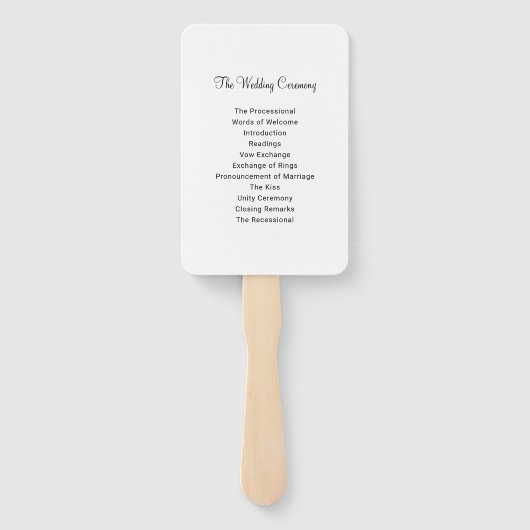 Moderne Black Heart Script Hochzeit Begrüßung Fächer (Rückseite)