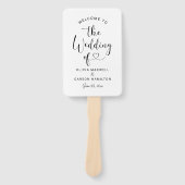 Moderne Black Heart Script Hochzeit Begrüßung Fächer (Vorderseite)