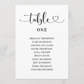 Moderne Black Heart Script Hochzeitsskripte Tischn Einladung (Rückseite)