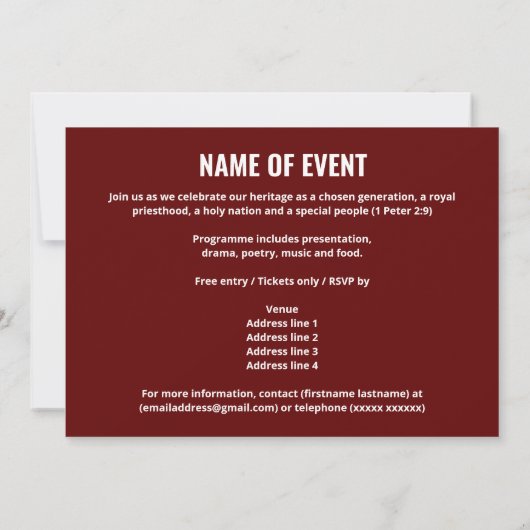 Moderne BLACK HISTORY MONTH Materie Foto Einladung (Rückseite)