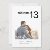 Moderne Black Horizontal Foto Wedding Tischnummer (Vorderseite)