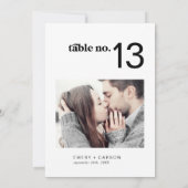Moderne Black Horizontal Foto Wedding Tischnummer (Rückseite)
