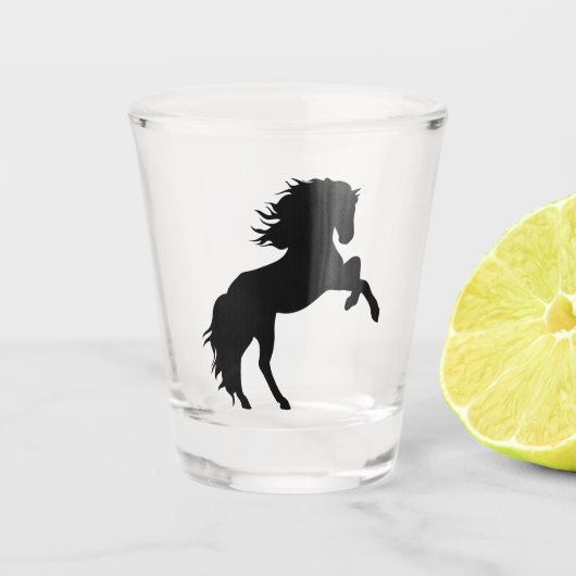 Moderne Black Horse Silhouette Schnapsglas (Vorderseite)