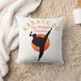 Moderne Black Japan Karate Silhouette Martial Arts Kissen